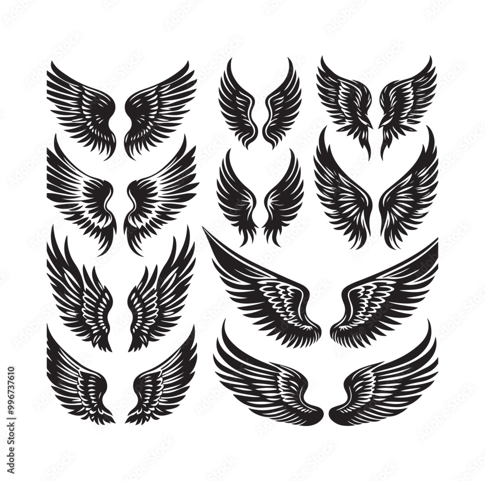 Obraz premium wings icon set Collection Vector illustration