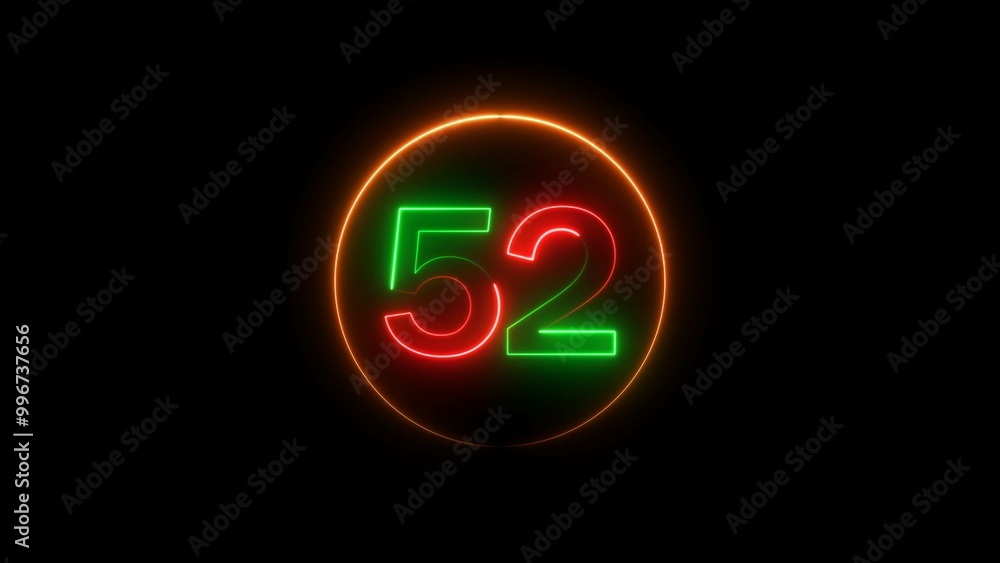 Abstract glowing neon 52 number background 4k illustration. Abstract glowing neon 52 number background 4k illustration.