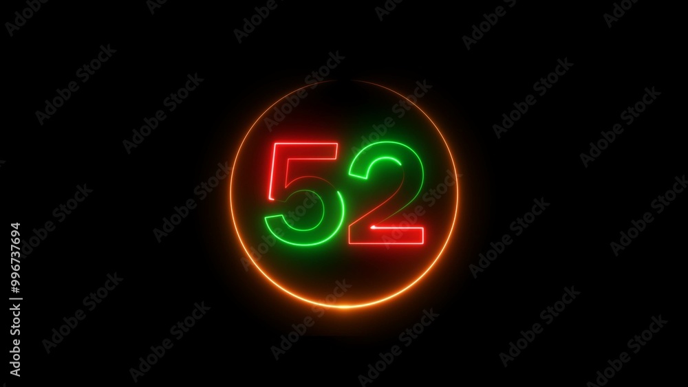 Abstract glowing neon 52 number background 4k illustration. Abstract glowing neon 52 number background 4k illustration.