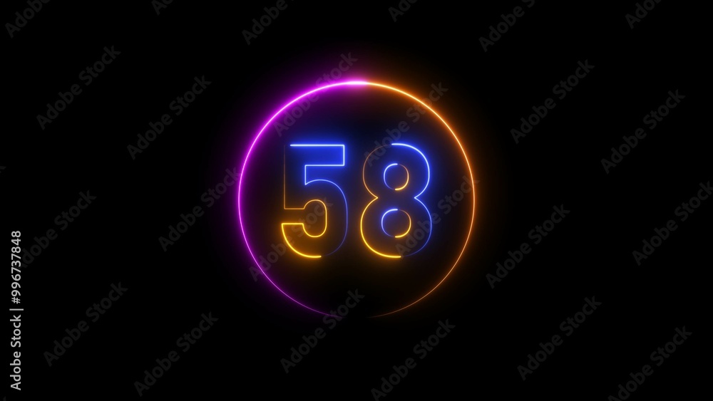 Abstract glowing neon 58 number background 4k illustration. Abstract glowing neon 58 number background 4k illustration.