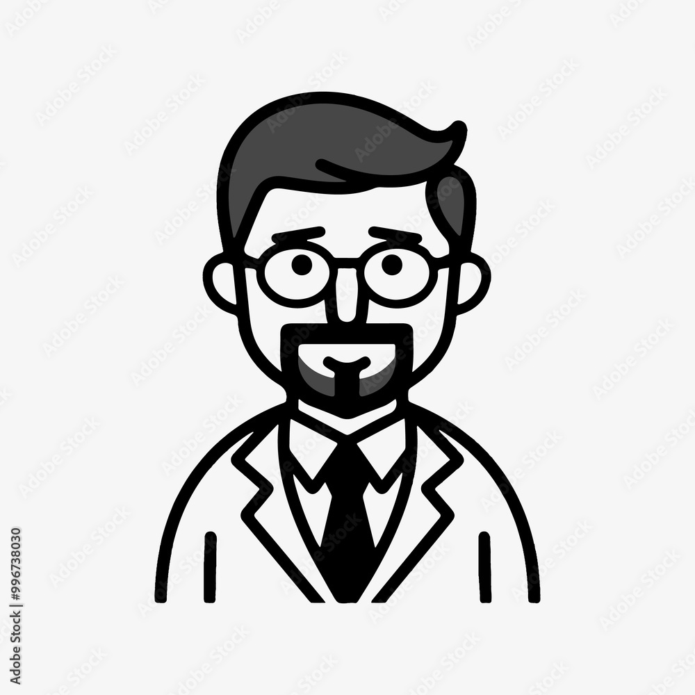 Male scientist character line art illustration Male scientist character line art illustration