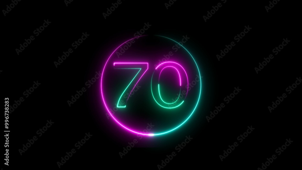 Abstract glowing neon 70 number background 4k illustration. Abstract glowing neon 70 number background 4k illustration.