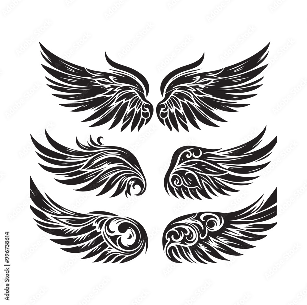 Obraz premium wings icon set Collection Vector illustration