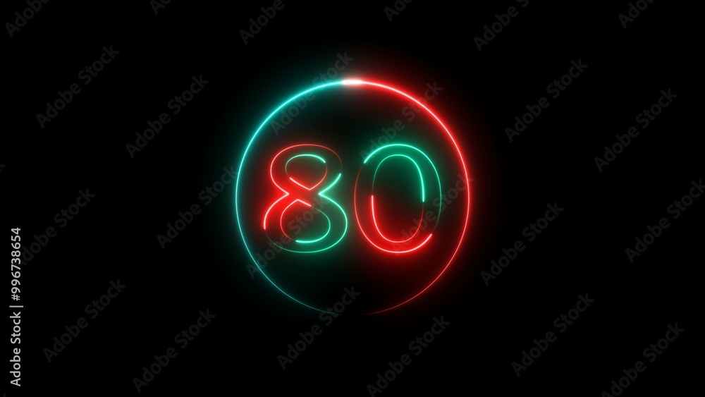 Abstract glowing neon 80 number background 4k illustration. Abstract glowing neon 80 number background 4k illustration.