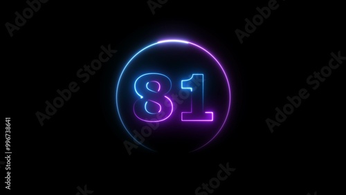 Wallpaper Mural Abstract glowing neon 81 number background 4k illustration. Torontodigital.ca