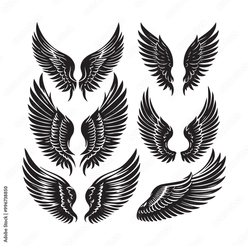 Obraz premium wings icon set Collection Vector illustration