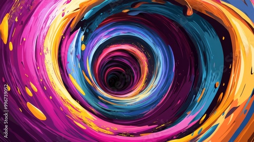 Rabbit Hole Vortex: A banner background of Mad Hatter Day capturing the dizzying spiral of a rabbit hole in vivid detail, drawing viewers into Wonderland