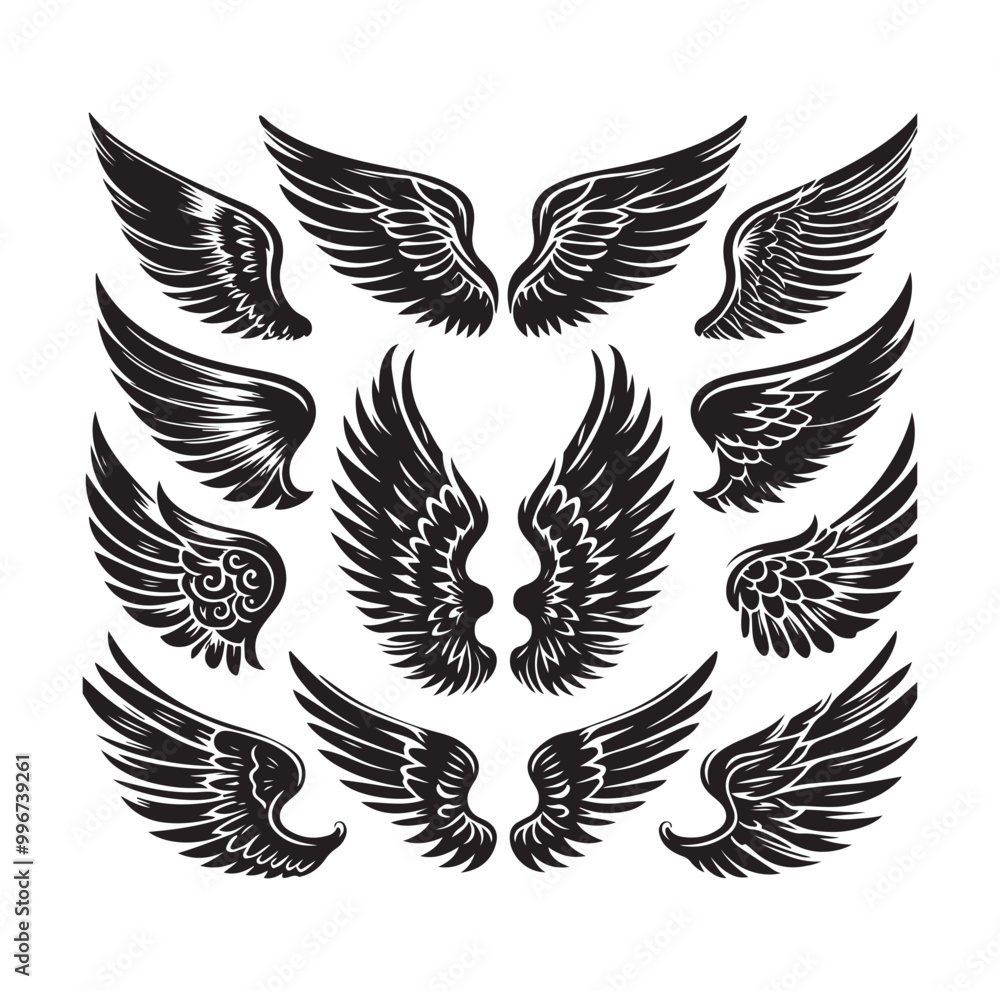Fototapeta premium wings icon set Collection Vector illustration