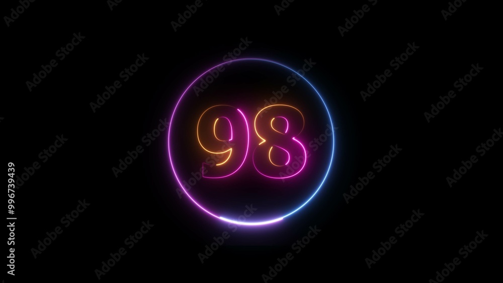 Abstract glowing neon 98 number background 4k illustration. Abstract glowing neon 98 number background 4k illustration.
