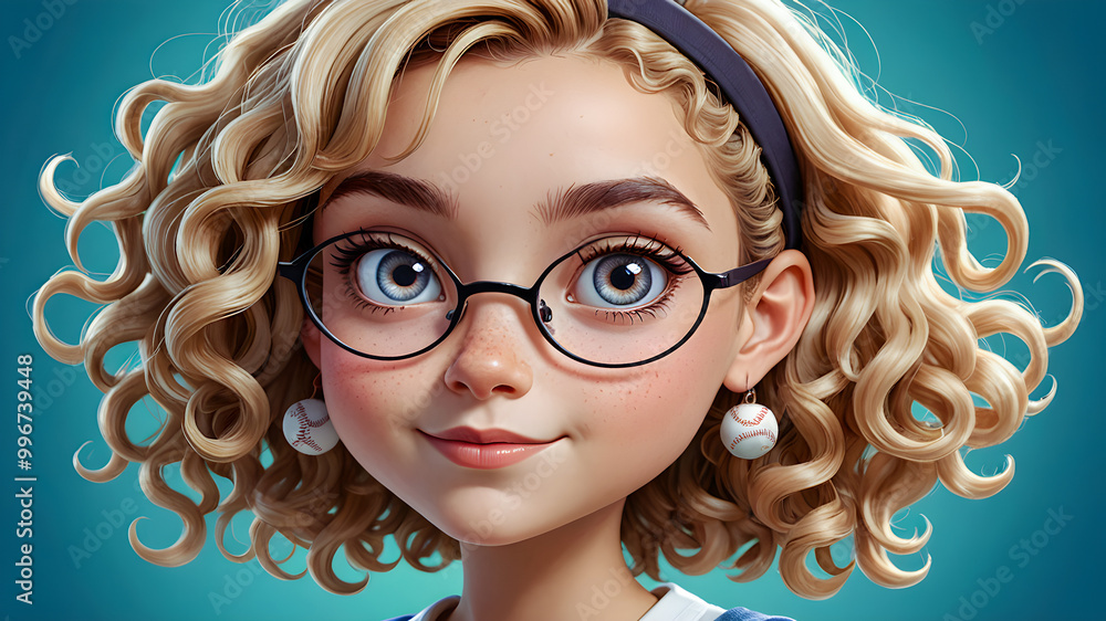 Portrait of a cute teenage girl with curly blond hair wearing glasses.
Portrait of a cute teenage girl with curly blond hair wearing glasses.