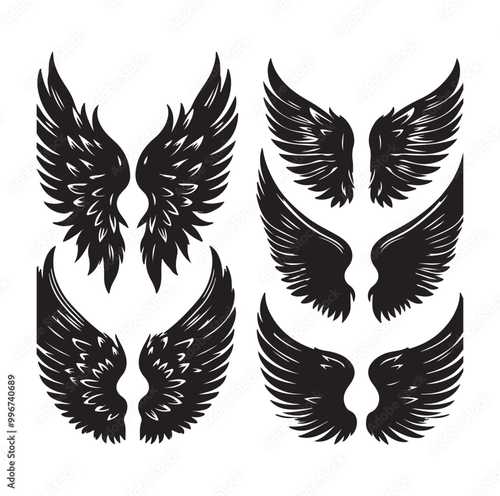Obraz premium wings icon set Collection Vector illustration