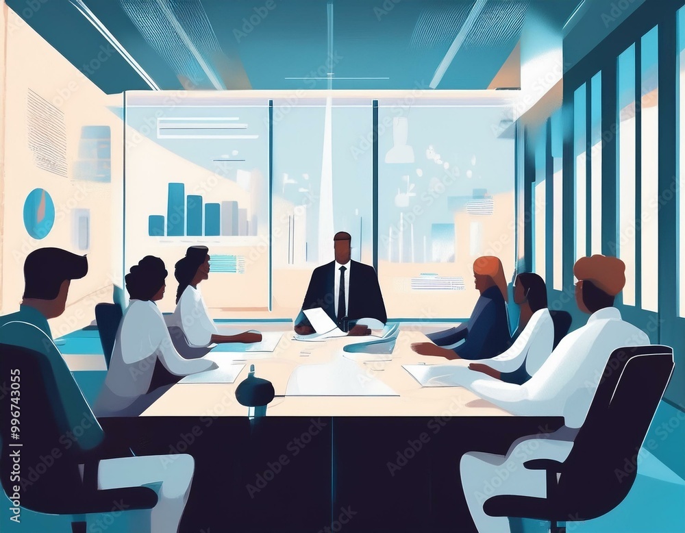 Konferenzraum mit Menschen an einem Tisch Konferenzraum mit Menschen an einem Tisch