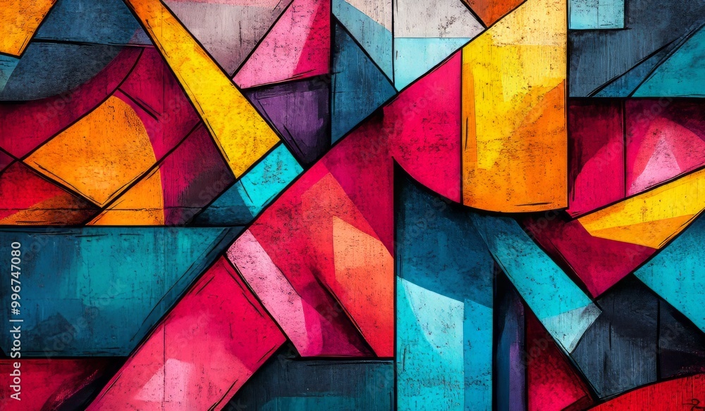 Fototapeta premium Dynamic Geometric Abstract Art With Vivid Multicolor Tones