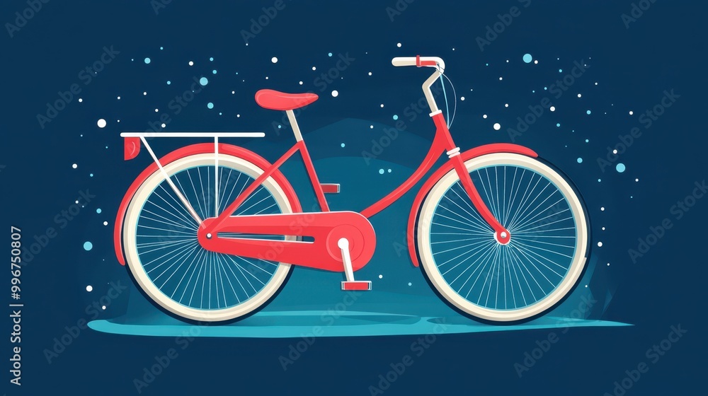 Fototapeta premium a red bicycle is shown on a blue background