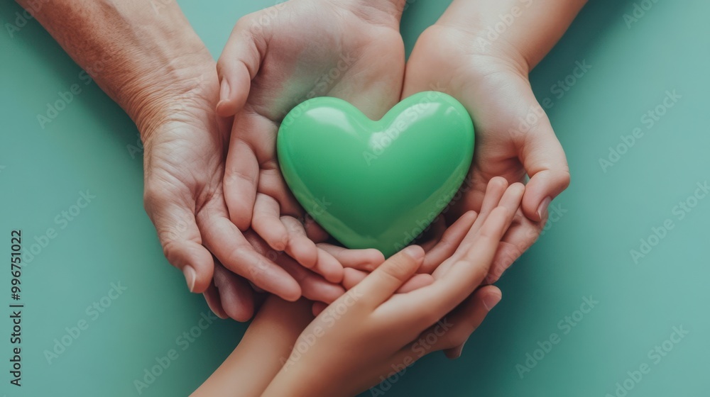 The Hands Holding Green Heart The Hands Holding Green Heart