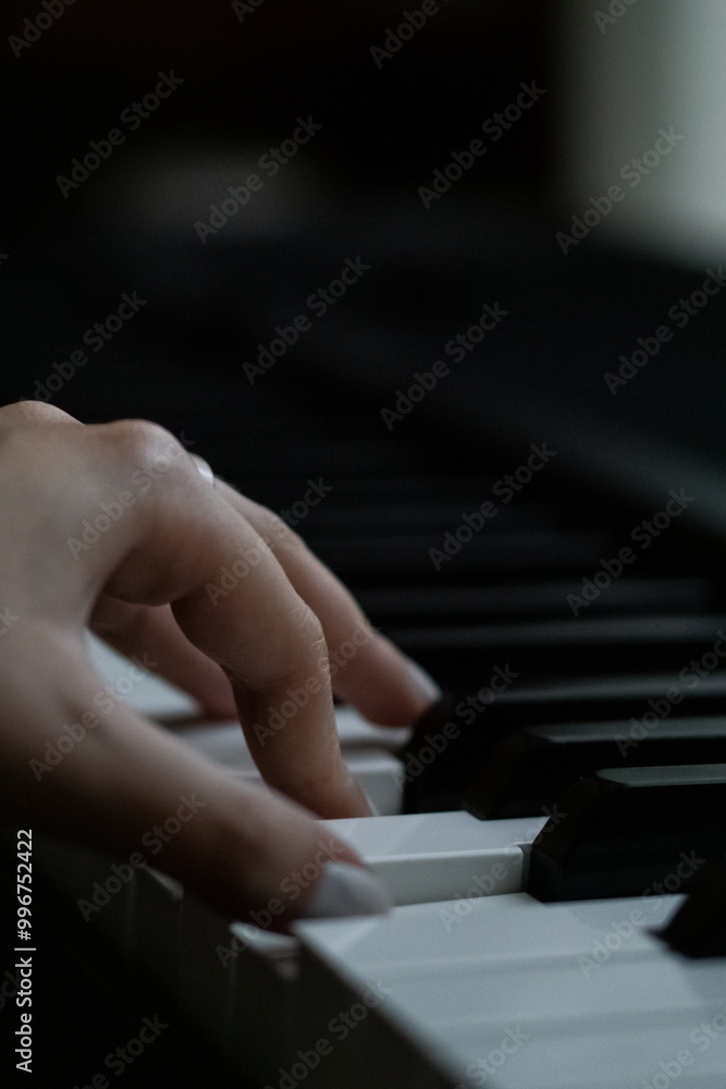 Obraz premium Close-Up Shots of Playing Piano Keys