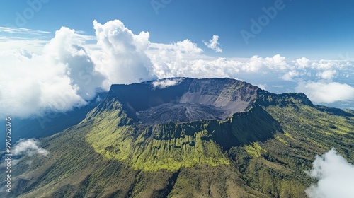 Piton de la Fournaise volcano from above