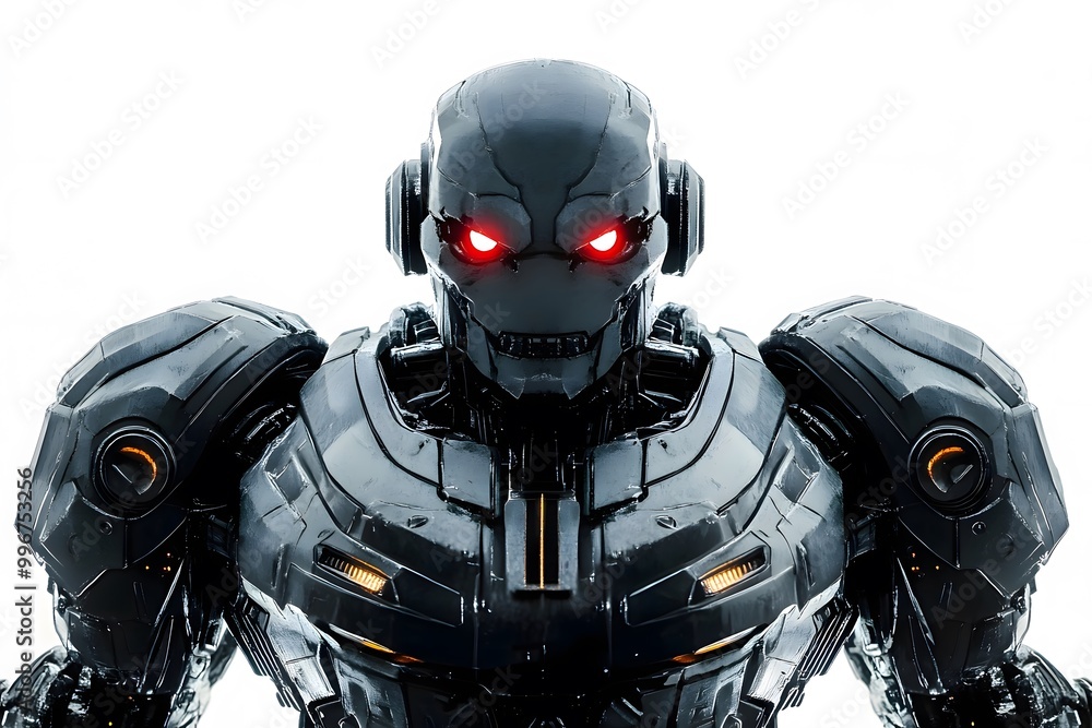 futuristic robot cyborg with angry red eyes, artificial intelligence futuristic robot cyborg with angry red eyes, artificial intelligence