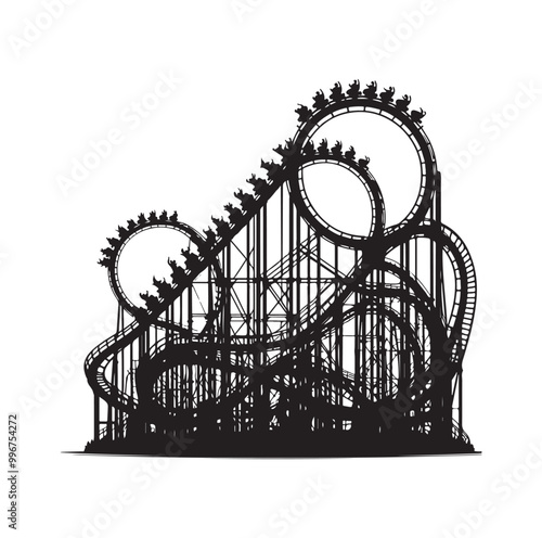 Roller Coaster Silhouette Vector illustration