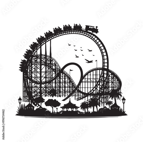 Roller Coaster Silhouette Vector illustration