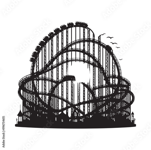 Roller Coaster Silhouette Vector illustration