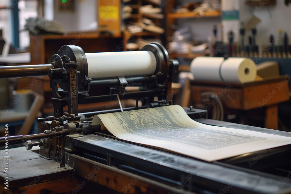 Fototapeta premium Vintage Letterpress Printing on High-Quality Cotton Paper 
