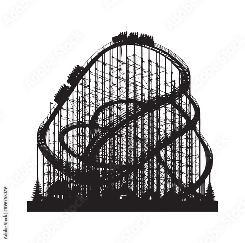Roller Coaster Silhouette Vector illustration