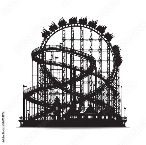 Roller Coaster Silhouette Vector illustration