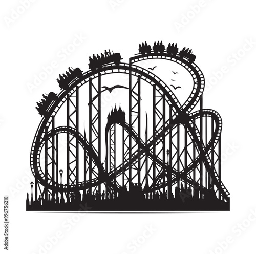 Roller Coaster Silhouette Vector illustration