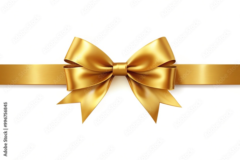 Elegant gold banner with a luxurious satin ribbon tied in a perfect bow, perfect for announcing awards, celebrations, or special occasions in style.