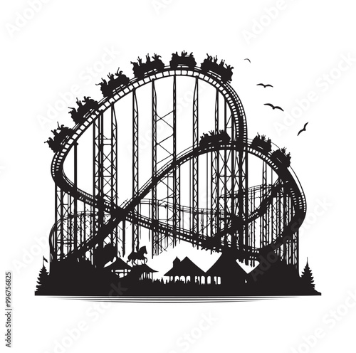 Roller Coaster Silhouette Vector illustration