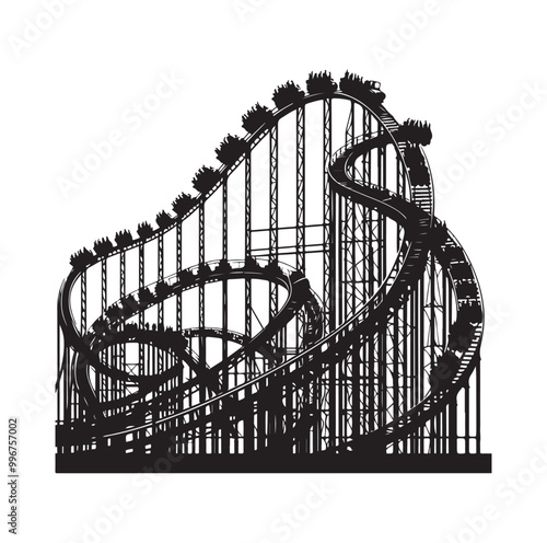 Roller Coaster Silhouette Vector illustration