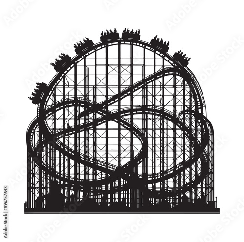 Roller Coaster Silhouette Vector illustration