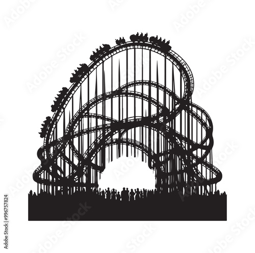 Roller Coaster Silhouette Vector illustration