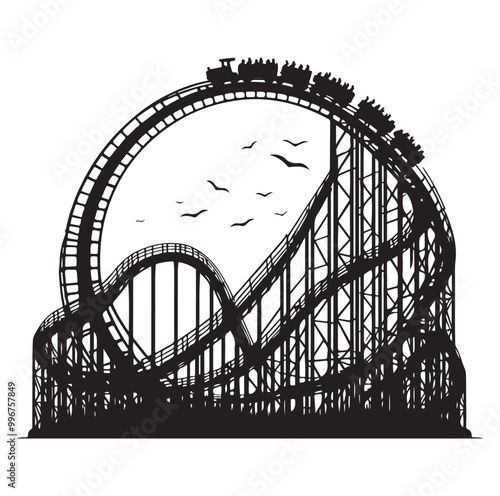 Roller Coaster Silhouette Vector illustration