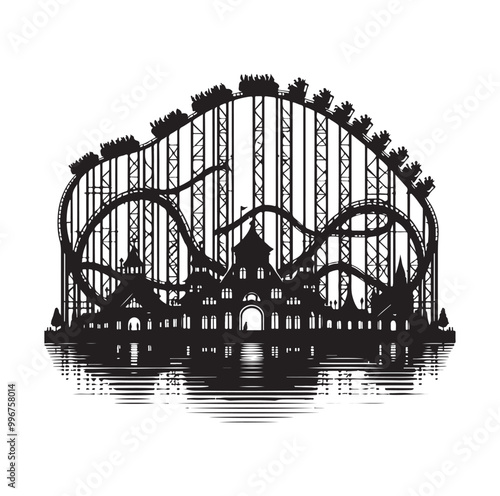Roller Coaster Silhouette Vector illustration