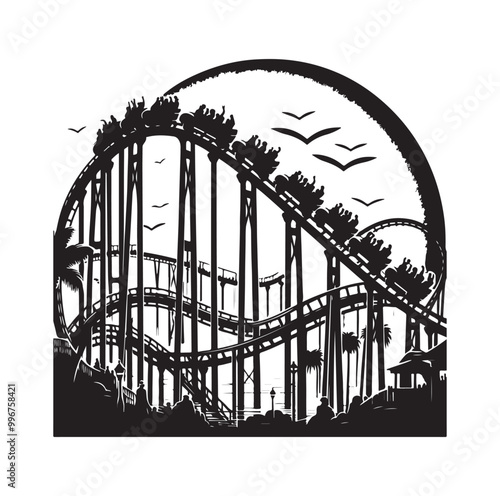 Roller Coaster Silhouette Vector illustration