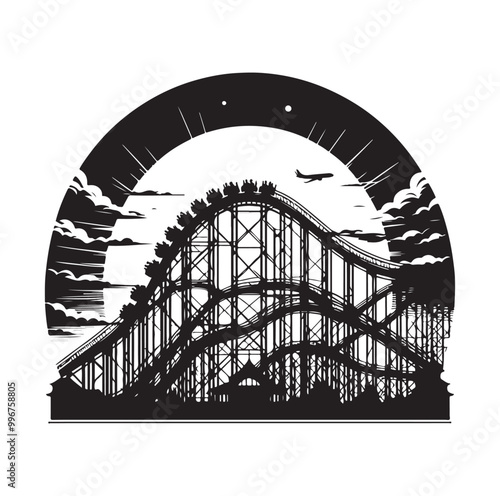 Roller Coaster Silhouette Vector illustration