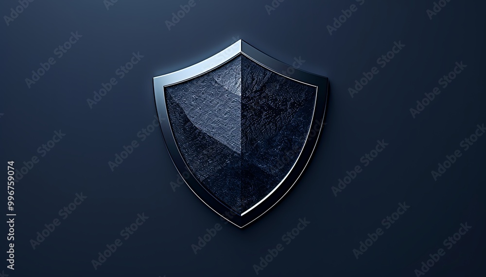 Business logo with a modern shield design, highlighting security and trust, in dark blue and white Business logo with a modern shield design, highlighting security and trust, in dark blue and white