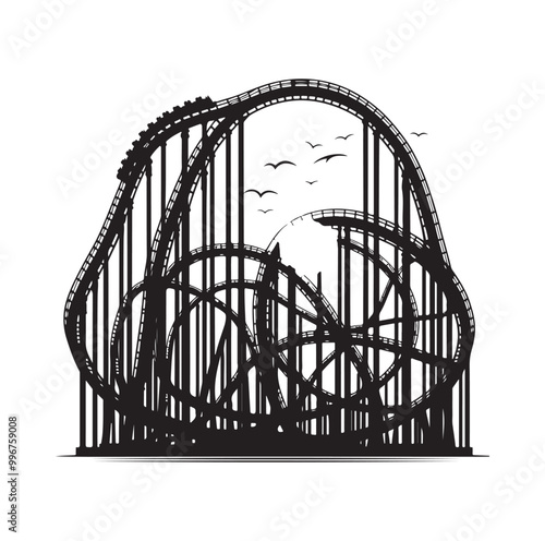 Roller Coaster Silhouette Vector illustration
