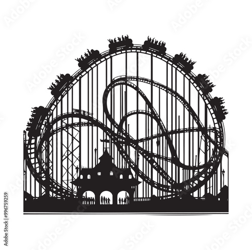 Roller Coaster Silhouette Vector illustration