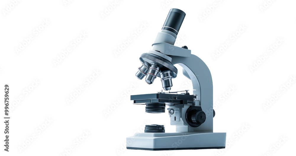 High-Quality Modern Microscope on Transparent Background High-Quality Modern Microscope on Transparent Background