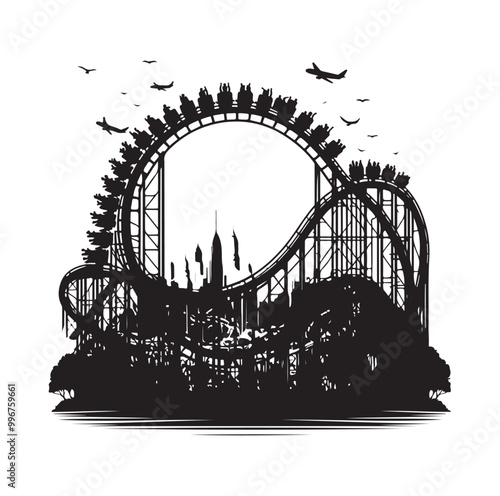 Roller Coaster Silhouette Vector illustration