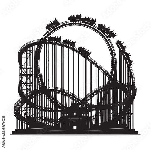 Roller Coaster Silhouette Vector illustration