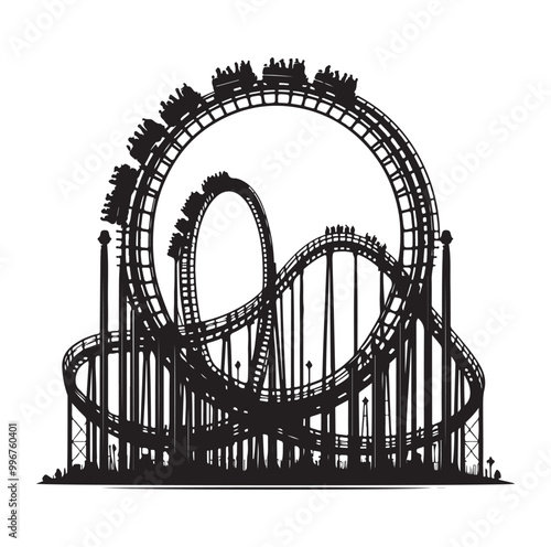 Roller Coaster Silhouette Vector illustration