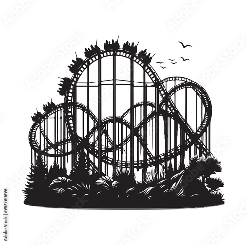 Roller Coaster Silhouette Vector illustration