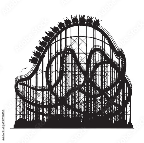 Roller Coaster Silhouette Vector illustration