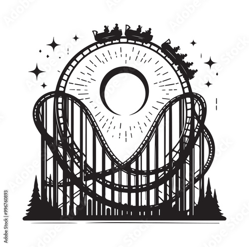 Roller Coaster Silhouette Vector illustration