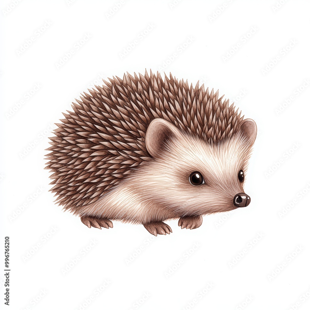 Obraz premium Cute hedgehog illustration on a white isolated background.