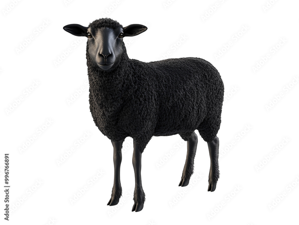 Black sheep standing on white background PNG transparent. Black sheep standing on white background PNG transparent.
